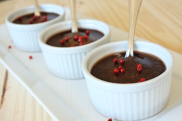 Chocolate Pots de Creme with Pink Peppercorns