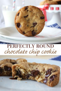 What’s the secret to getting a perfectly round chocolate chip cookie? Read on to find out my tips and tricks and make these beautifully round and delicious chocolate chip cookies.