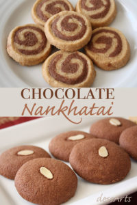 Chocolate nankhatai is a twist on the traditional shortbread biscuits originating in India. This recipe lets you tryout making your own homemade traditional nankhatai, chocolate nankhatai or a fun mixed dough pinwheel nankhatai. 