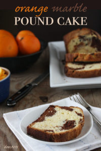 This orange scented marble pound cake is the perfect mix of chocolate and vanilla. A hint of orange gives it an unexpected but delicious twist.