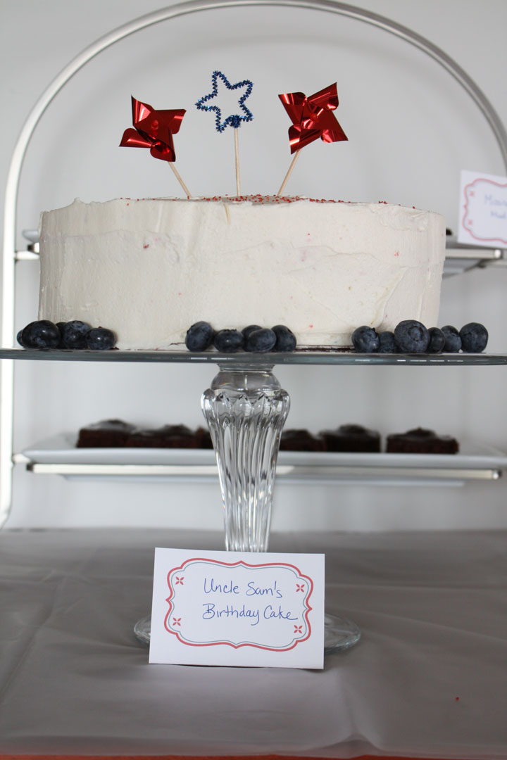 Uncut hidden flag cake on cake stand