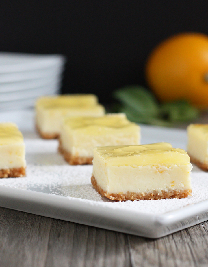  barras de pastel de queso con limón meyer