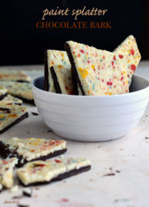 ooking for a fun Holi recipe? Try this gorgeous paint splattered chocolate bark inspired by thandai, the traditional drink of the festival.