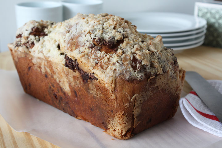 Chocolate Babka Loaf on parchment paper