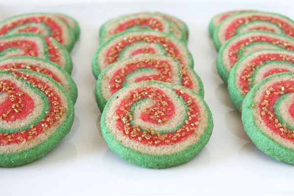 A tray of three rows of Christmas Nankhatai cookies on a white background.