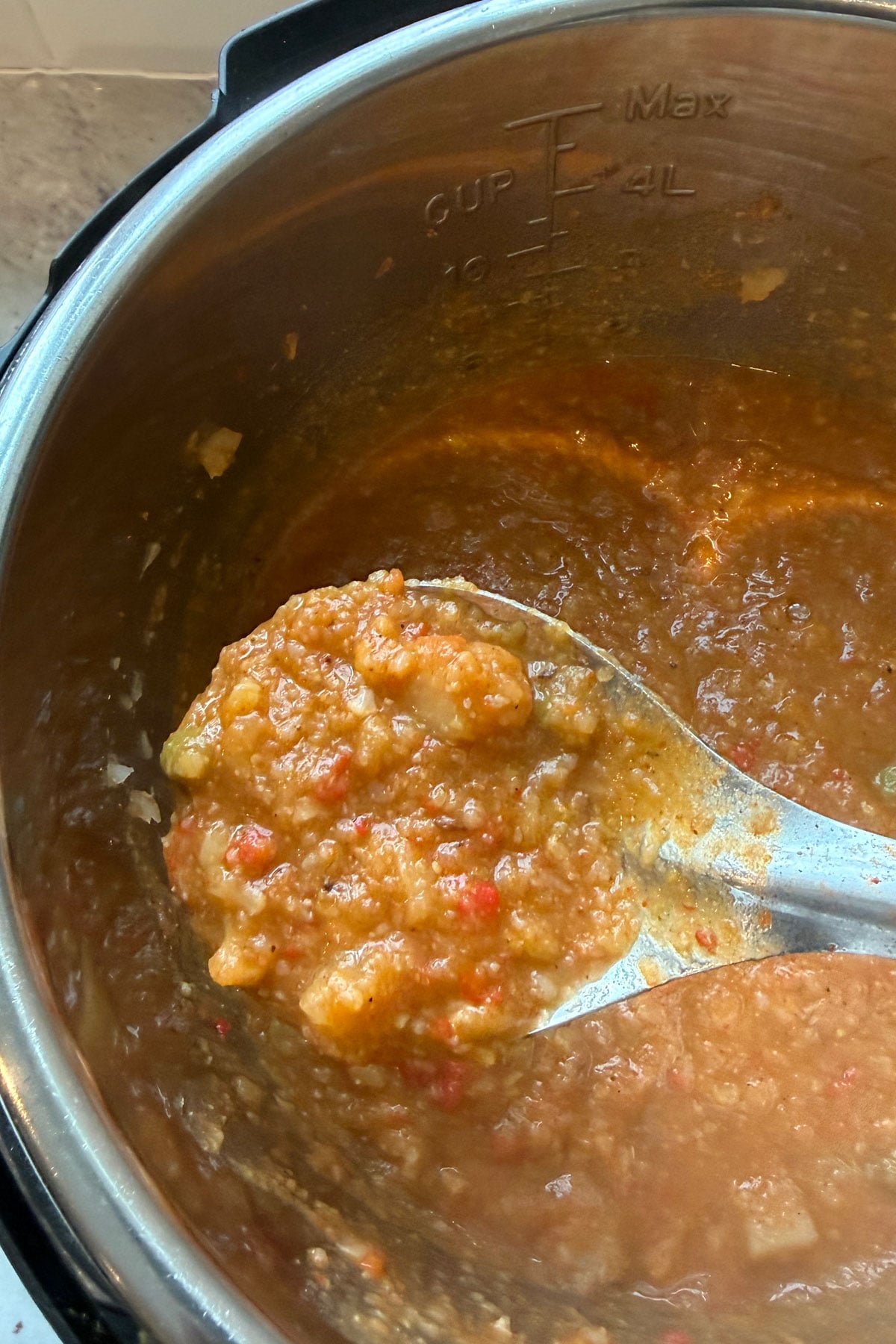 Finished pav bhaji in Instant Pot to show texture. 