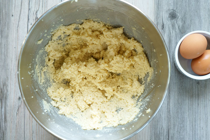 First step in making frangipane: Creaming the butter, sugar and almond flour.