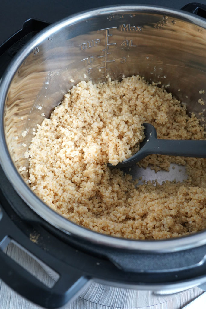 Cooked quinoa in Instant Pot.