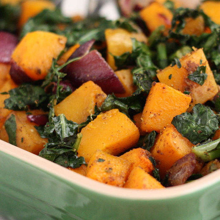 Spicy Roasted Butternut Squash and Kale