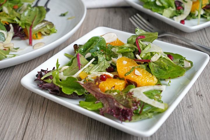 Orange fennel salad in a plate. 