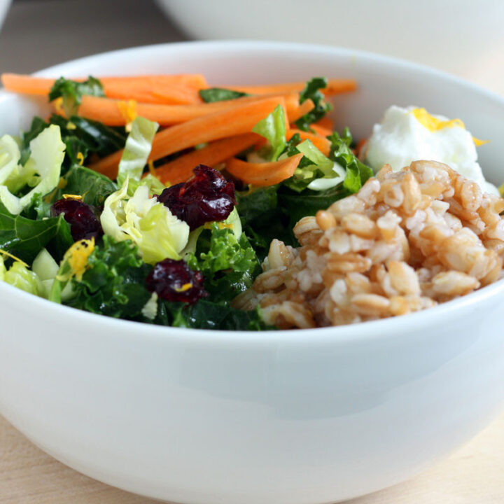 Shaved Brussel Sprouts Grain Bowl