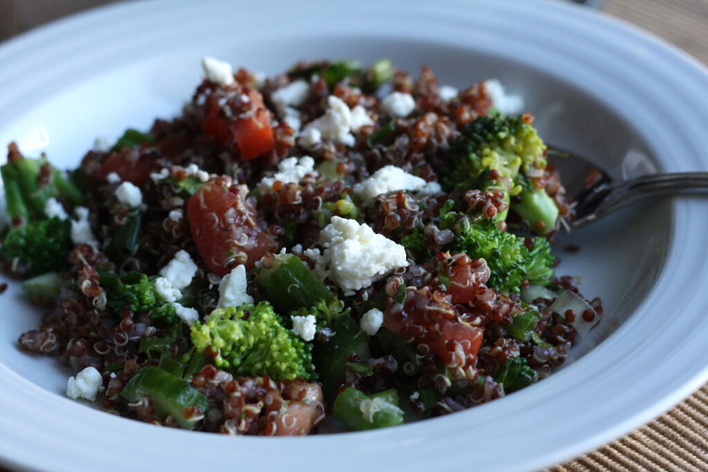 Close up lemon quinoa salad.