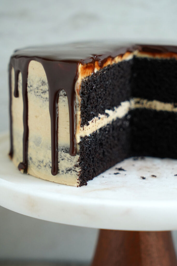 Inside of Mexican chocolate cake.