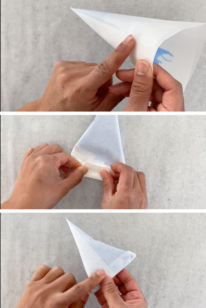 To pipe fine detail onto your treats, make a pastry cone using ordinary  kitchen parchment paper!