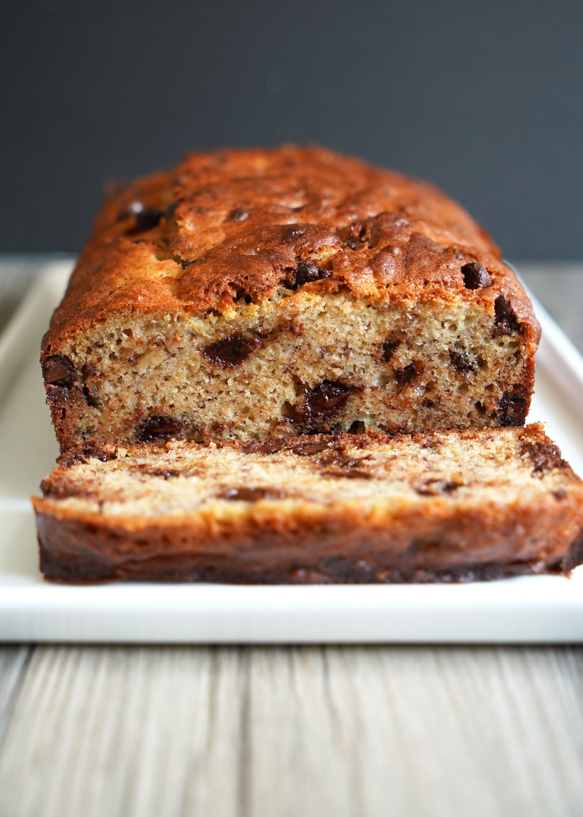 Loaf of banana bread sliced