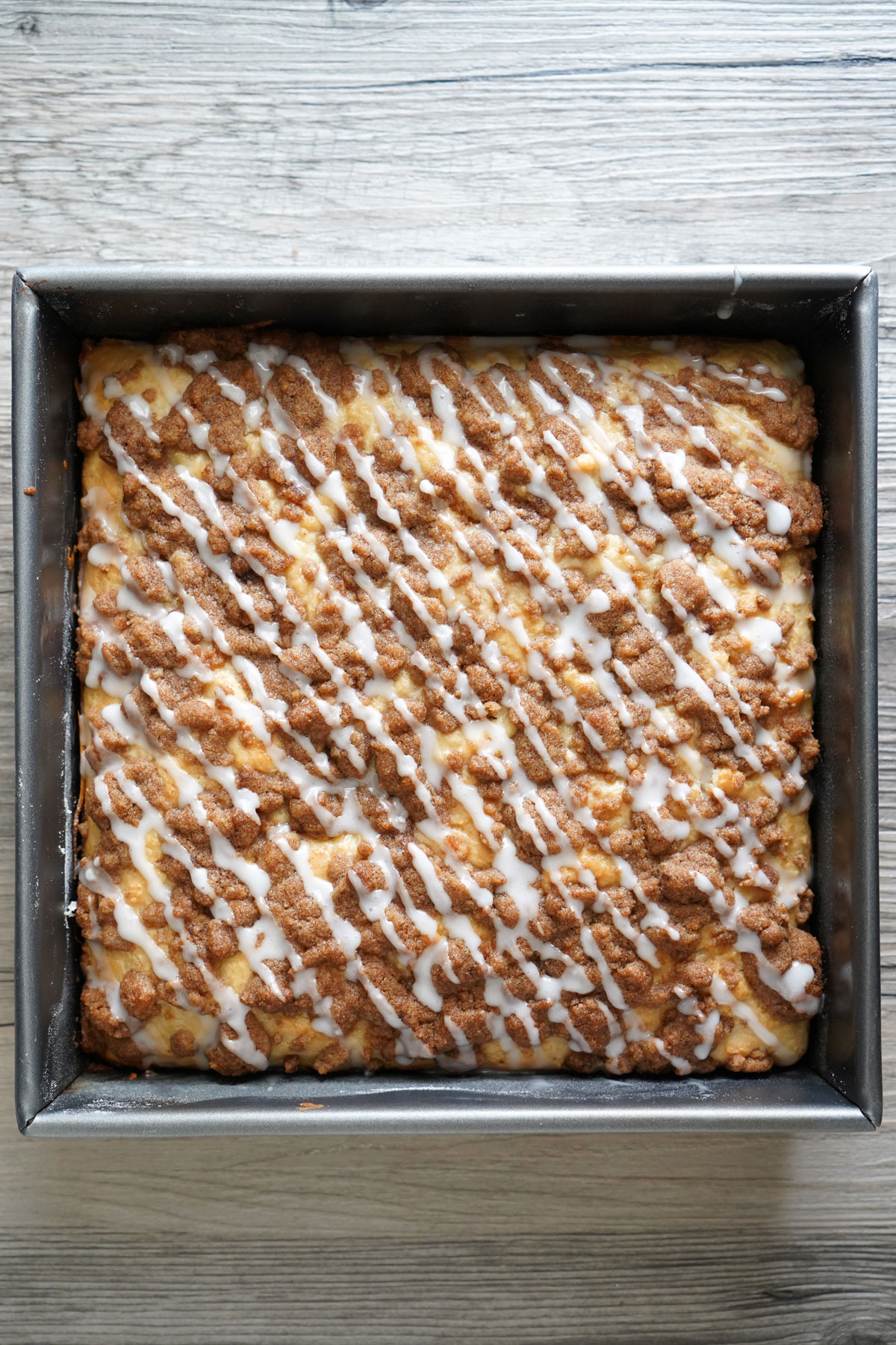 Pancake coffee mix drizzled with glaze