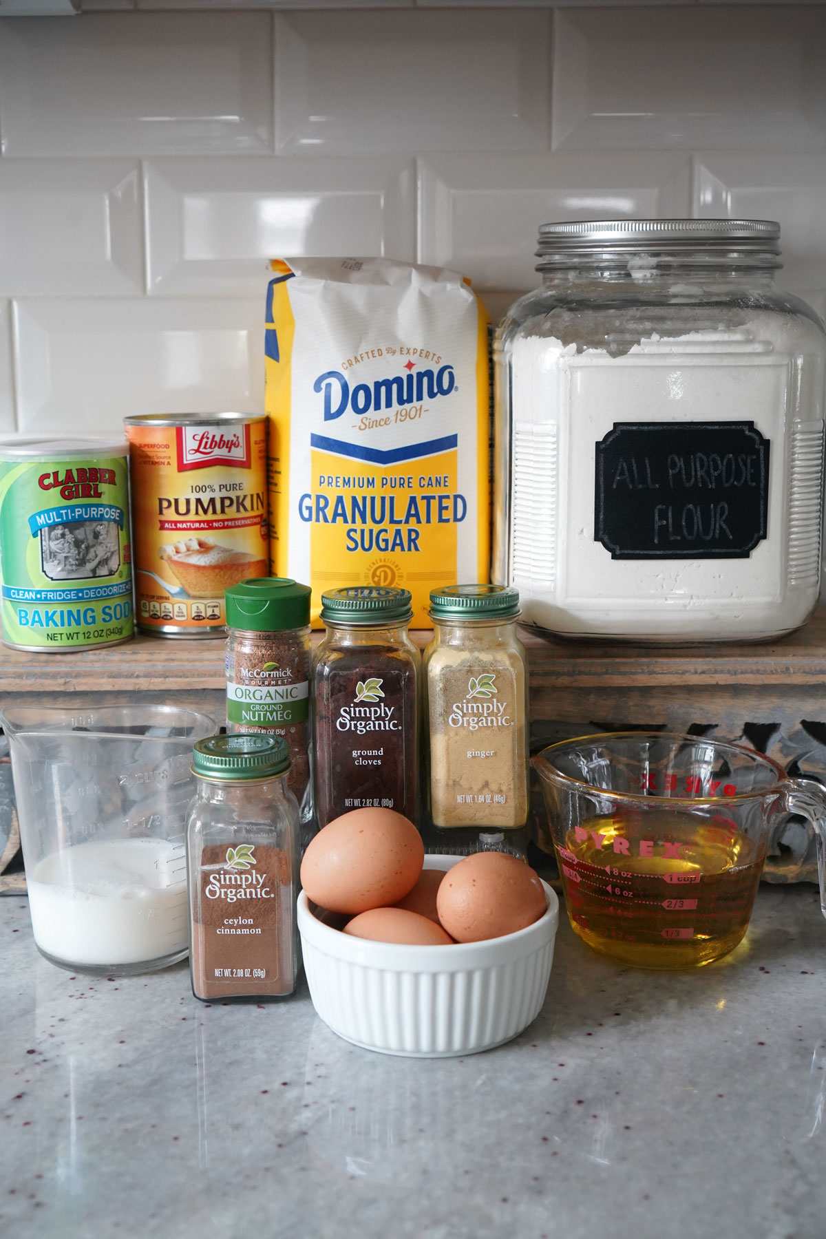 Ingredients for making pumpkin bread 