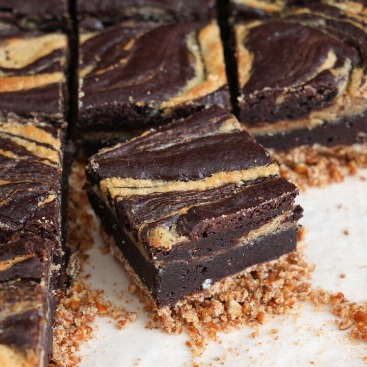 Pretzel Crust Peanut Butter Cheesecake Brownies