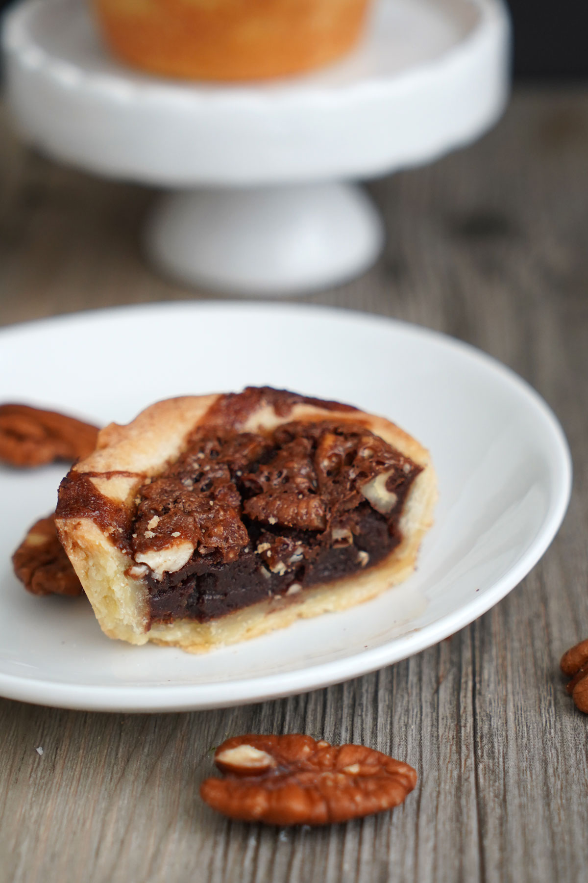 Half of a mini pie to show inside filling.