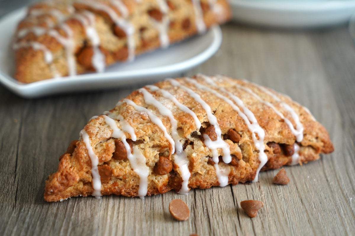 Landscape view of iced scone. 