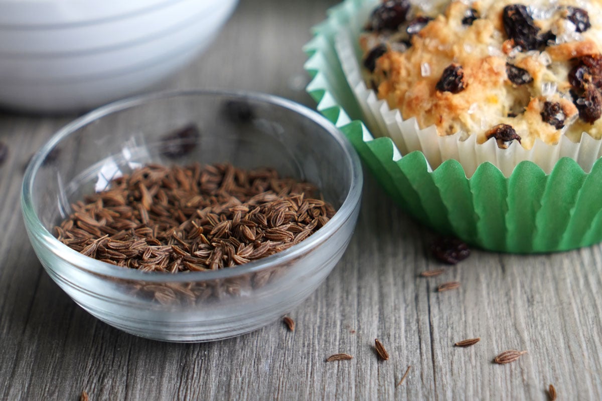Caraway seeds in a small bowl. 